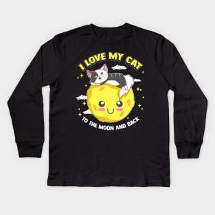 I Love My Cat To The Moon And Back Cute Kitten Kids Long Sleeve T-Shirt